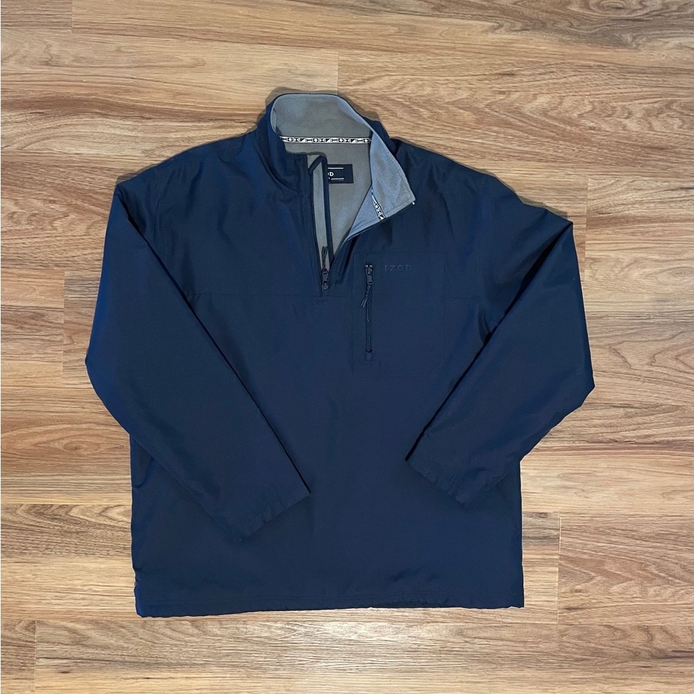 Izod Navy Blue and Gray Fleece 1/4 zip Pullover Jacket